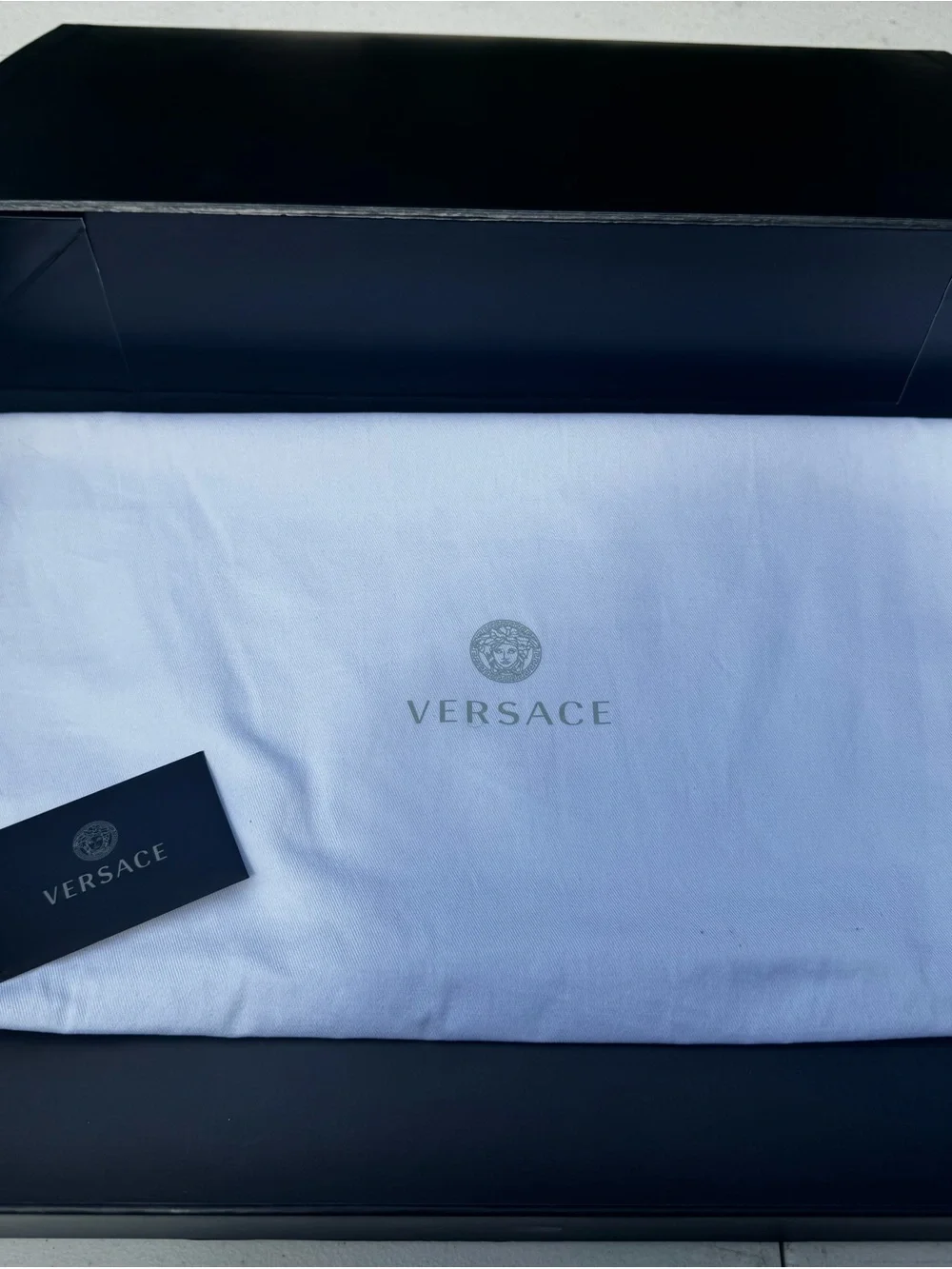 “Authentic Versace Medusa Black Leather Tote Gold Chain w/ Box and Dust bag”